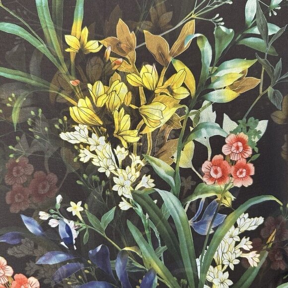 Chicos Chiffon Floral Ruffle Sleeve Sheer Blouse Size XL Black Boho - Picture 9 of 11